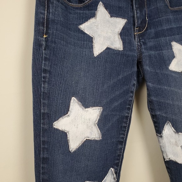 American Eagle |  Star Graphic Jeans Skinny Stretch Frayed Hem Women's Size 6 - Picture 5 of 16
